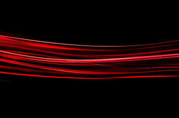 Wall Mural - Abstract Red Light Trails on Black Background