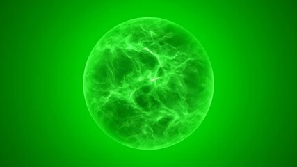 Wall Mural - Rhythmic slow motion pulsation of an abstract green energy sphere on a green screen liquid, abstract energy, effect