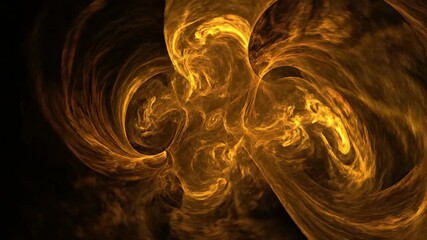 Wall Mural - seamlessly looping abstract organic fractal flame patterns expanding and pulsating with warm yellow-