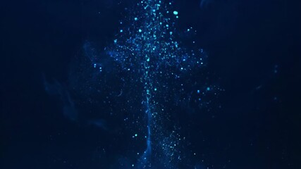 Wall Mural - seamlessly looping video of glowing bioluminescent-like particles slowly rising through a dark, deep