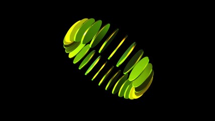 Rotating 3D Rectangular Bars Forming Circular Shape with Dark Neon Gradient Glow Animation on Black Background