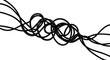 © It's Sahed - Tangled electric cables and wires chaos illustration, messy power line connection, abstract black and white vector art symbolizing confusion and complexity.