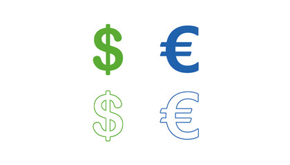 set and style background dollar solid in isolated outline euro white and on icon 63997140 1