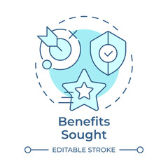 Wall Mural - Benefits sought soft blue concept icon. Product advantage. Customer service, gift. Round shape line illustration. Abstract idea. Graphic design. Easy to use in infographic, article
