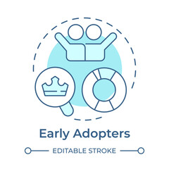 Wall Mural - Early adopters soft blue concept icon. Innovation adoption, creativity. Community, idea. Round shape line illustration. Abstract idea. Graphic design. Easy to use in infographic, article