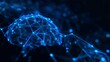 © Aynur - A blue neon-lit, futuristic AI neural network background. Illustrates big data processing via artificial intelligence. A vector design representing advanced technology.