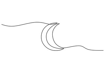 Wall Mural - Continuous Line Drawing of a Crescent Moon