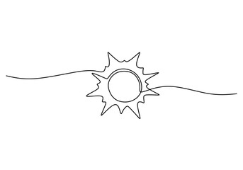 Wall Mural - One Line Drawing of the Sun with Rays