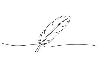 Wall Mural - One Single Line Drawing of a Bird Feather