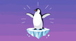 © Zia - A happy penguin standing on an iceberg with its wings spread wide.