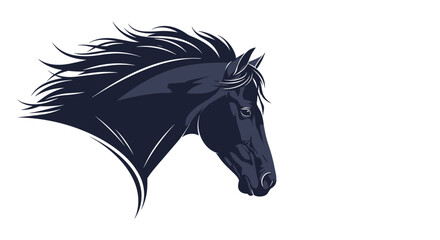 Naklejka na meble Majestic dark horse head with flowing mane and determined expression captured in dynamic illustration.