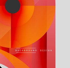 Wall Mural - Abstract geometric shapes, vibrant orange, red gradients. Modern design elements create dynamic visual impact. Minimalist composition.