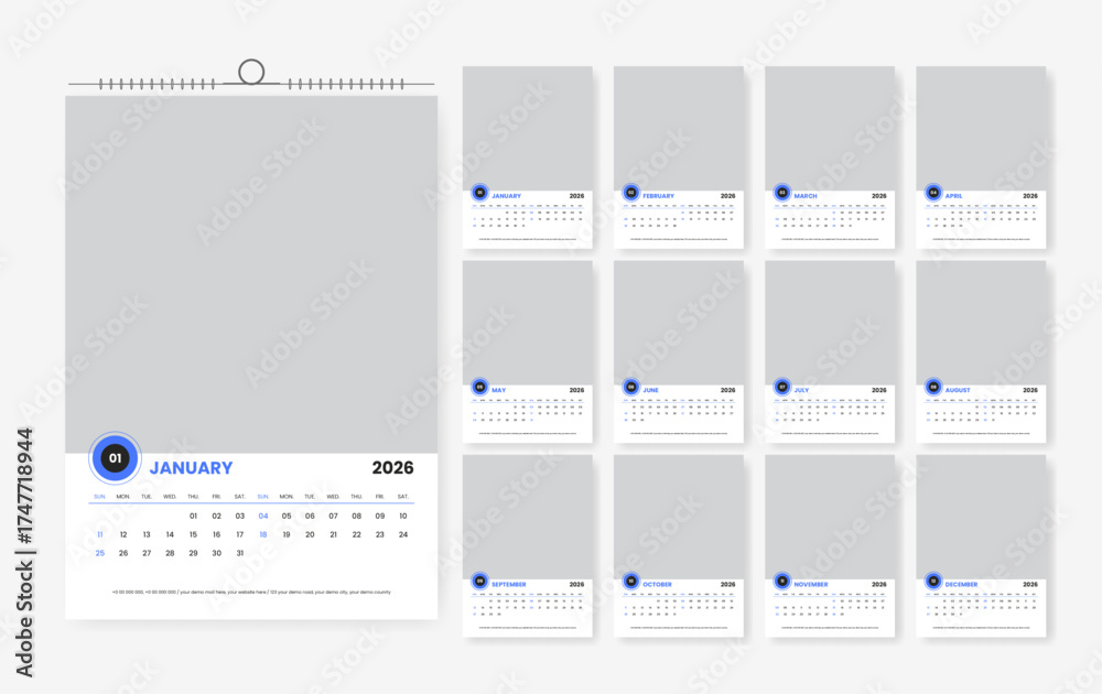 12 page calendar design for 2026, 2026 corporate calendar template ...