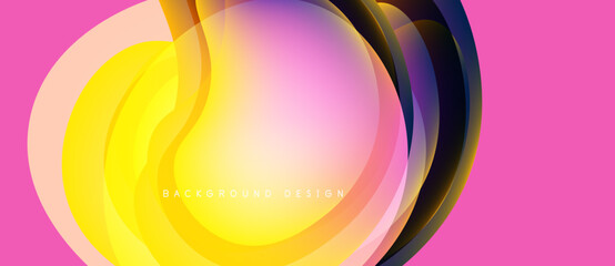 Wall Mural - Abstract flowing layers, vibrant colors, pink backdrop. Modern design element, smooth gradients, dynamic composition.