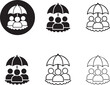 © skakter24 - Family under umbrella icons in various styles on transparent background silhouette