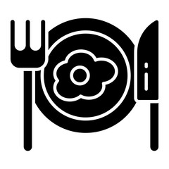 Wall Mural - Egg plate with cutlery, icon of breakfast 