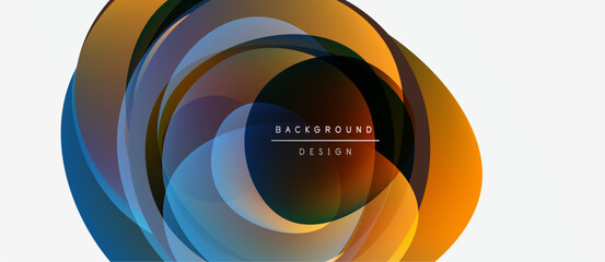 Wall Mural - Abstract circular design. Overlapping layers create vibrant color gradients, modern aesthetic. Background features text background design.