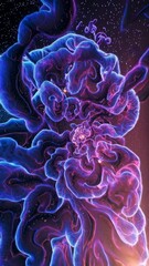 Wall Mural - Abstract cosmic nebula with vibrant colors, captured from a top-down angle, ideal for video backdrops. Live mobile wallpaper.