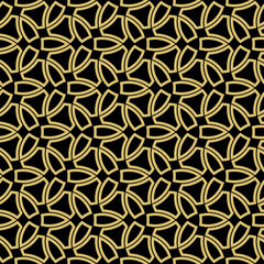 Wall Mural - Seamless ornament in arabian style. Geometric black and golden abstract background. Grill with pattern for wallpapers and backgrounds