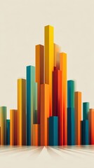Wall Mural - Abstract colorful geometric shapes forming a vibrant city skyline