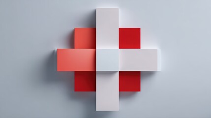 Wall Mural - Creative Colorful Geometric Composition on Soft Gray Background