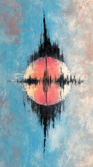 Wall Mural - Abstract Digital Artwork of Sound Wave with Colorful Circular Element
