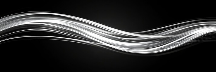 Wall Mural - Elegant White Light Trails in a Black and White Abstract Design Creating Stunning Visual Effects