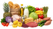 © Fernando - Isolated assortment of diverse food items, nutrition, healthy eating, balanced diet, shopping