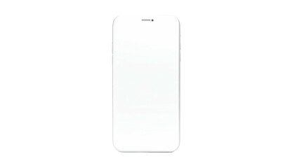 Front view of a white, sleek rectangular smartphone, screen lit against a black background