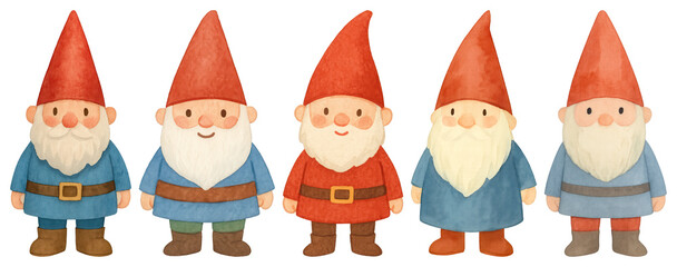 Wall Mural - PNG Whimsical garden gnome illustration, element set on transparent background