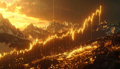 Wall Mural - Business financial market illustration showing stock growth on graph