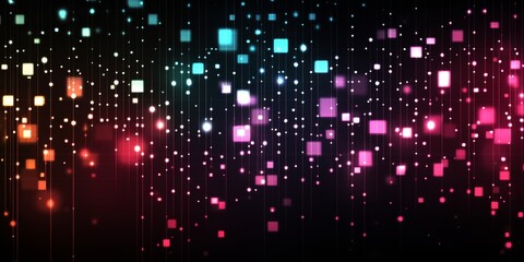 Canvas Print - Stunning Abstract Digital Aurora Borealis Background Featuring Dynamic Squares, Dots, and Lines