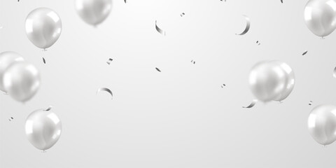 Wall Mural - Beautiful white 3D balloon illustration background for party celebration decoration.