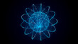 © estar 2020 - Blue sphere consisting of points and lines. Modern wireframe elements. Technology grid sphere. 3d rendering.