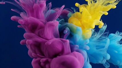 Wall Mural - Multiple colorful ink plumes gracefully mix and collide, creating intricate patterns in ultra slow motion beauty, artistic, overlay
