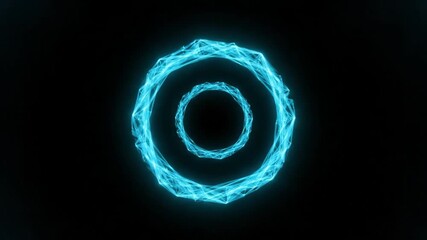 Wall Mural - Pulsing Cyan Geometric Energy Rings Seamlessly Looping Futuristic Abstract Background texture, fiction, design
