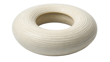 A textured, circular, ringshaped decorative object with a hollow center, isolated on transparent background