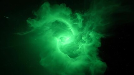 Poster - Seamlessly looping vibrant emerald green gas cloud flowing and expanding slowly, a deep atmospheric abstract animation cloud flowing, serene, website