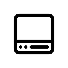 Illustration of a black electronic device with a screen and two round buttons and a rectangular element
