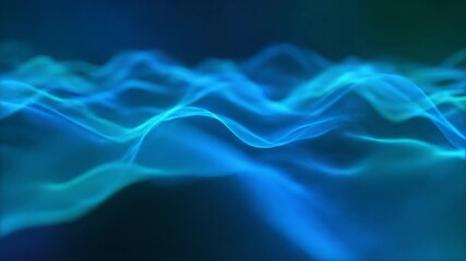 Wall Mural - Seamlessly looping video of an abstract organic energy field with vibrant electric blue and green waves gently pulsing and flowing gently pulsing, effect, digital