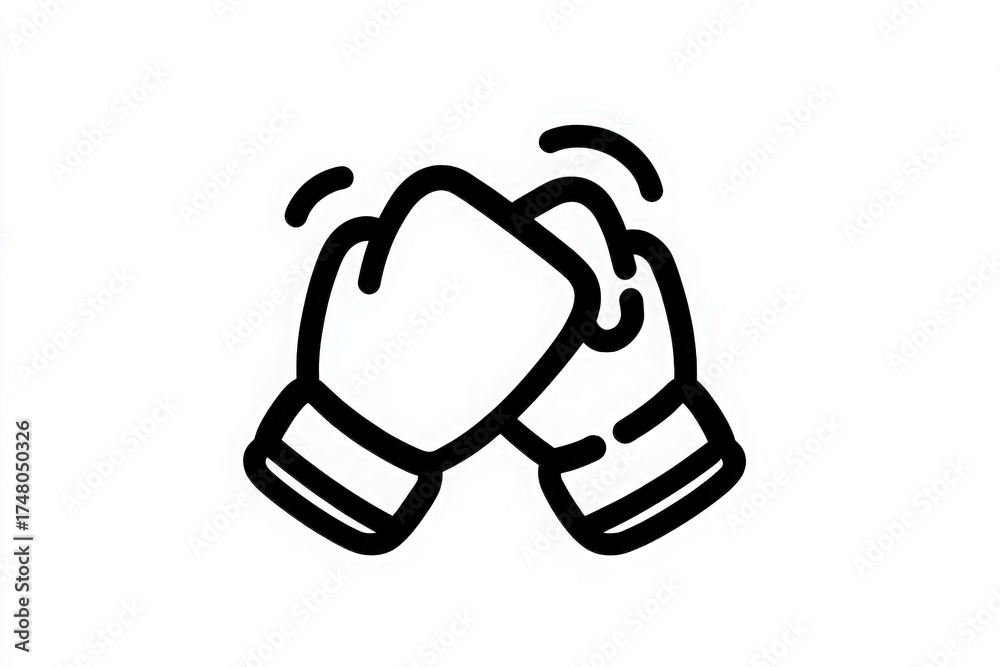 Boxing gloves come together in a strong gesture, symbolizing teamwork and determination in a training session. The gloves are depicted with a bold design against a clear background.