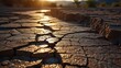 © WRONESIDED - Cinematic Macro HDR View of Cracked Riverbed with Sunset Light
