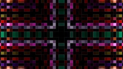 Wall Mural - 3D Abstract shining bright lines set wave, colorful, black background	