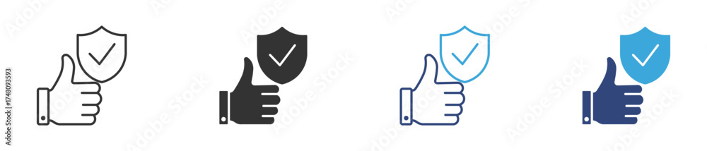 Thumbs Up With Shield And Checkmark icon, Approved Security Shield icon ...