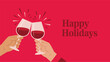 © hamad - Happy holidays wine celebration cheers toast holiday party wineglass festive drink red wine hands joy 100 silhouette
