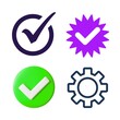 © MstFozila - Four icons representing approval verification and settings