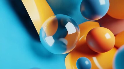 Abstract 3d spheres flowing background with clear bubble
