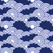 © KiratiTra Designs - Elegant Seigaiha wave pattern in deep indigo blue and white. Japanese minimal geometric ocean design perfect for fabric, wallpaper, home decor, fashion, and digital art projects.