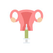 © yustianiardiningsihs - Illustration of female reproductive system with medical syringe symbolizing fertility treatment or reproductive health in a flat design style with a transparent background