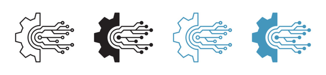 Technology circuit with gears. The hardware and processor sign in the technology logo concept can be used for web, mobile, and mobile